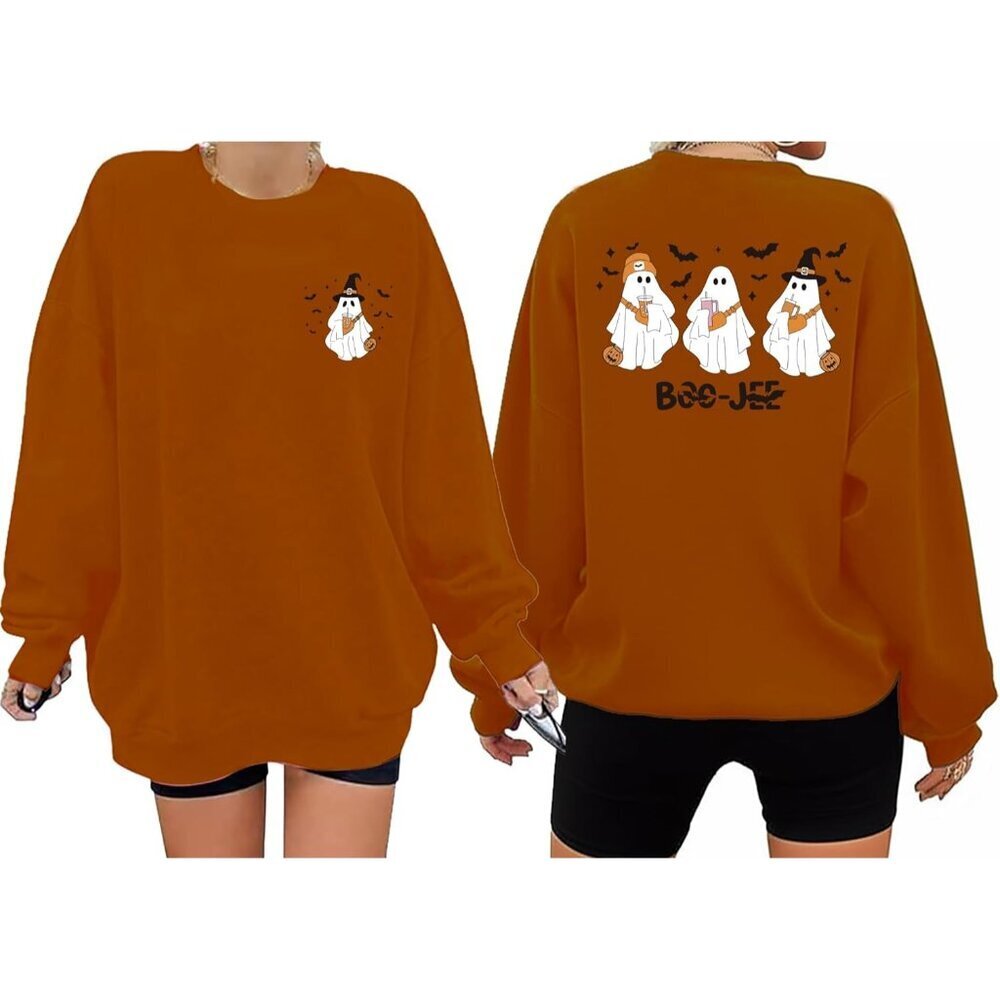 Halloween Sweatshirt Women Cute Ghost Spooky Season Crewneck Graphic Tee